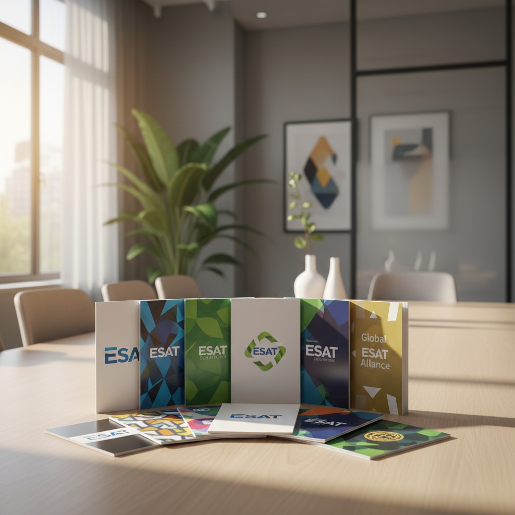 Image of folders and papers on a conference table in a well-lit room.